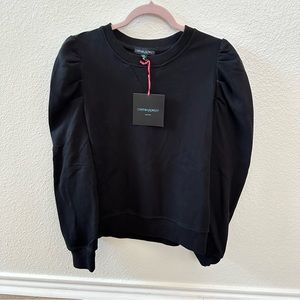 Cynthia Rowley Black Puff Sleeve Sweater